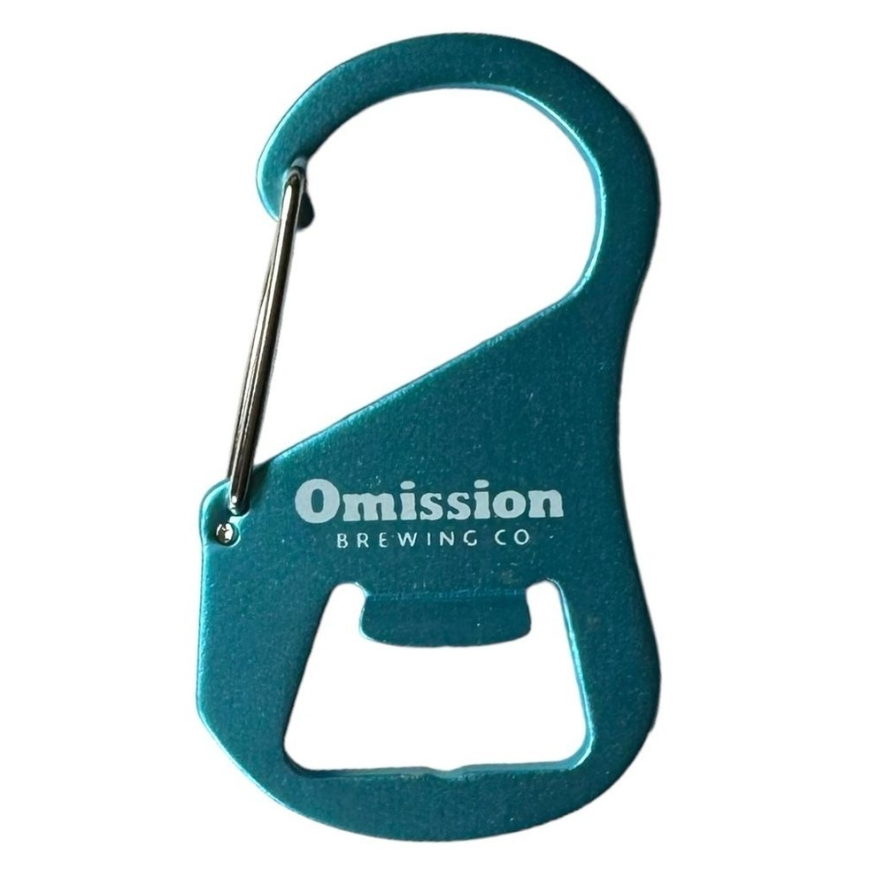 Omission Brewing Co Blue Metal Carabiner Clip Keychain Bottle Opener Keychain